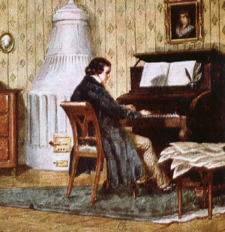johannes brahms schumann composing at his piano Spain oil painting art